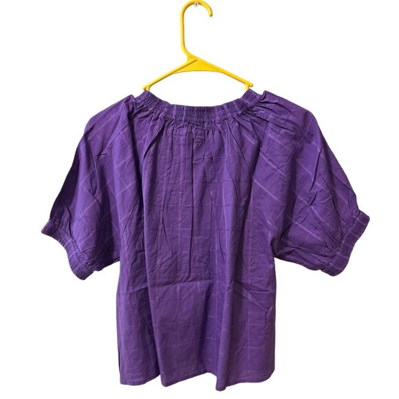 Never A Wallflower Marakesh Blouse Short Puff Sleeves Crop Top Size XS Purple - Picture 2 of 8